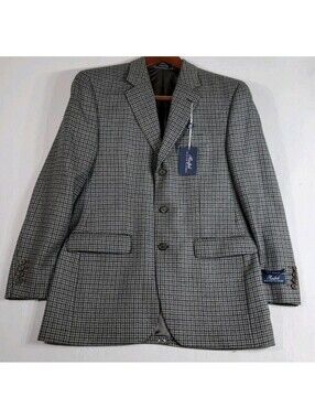 Ralph Lauren Mens 29R Wool Cashmere Blazer Houndstooth Black Gray Sport Coat NWT